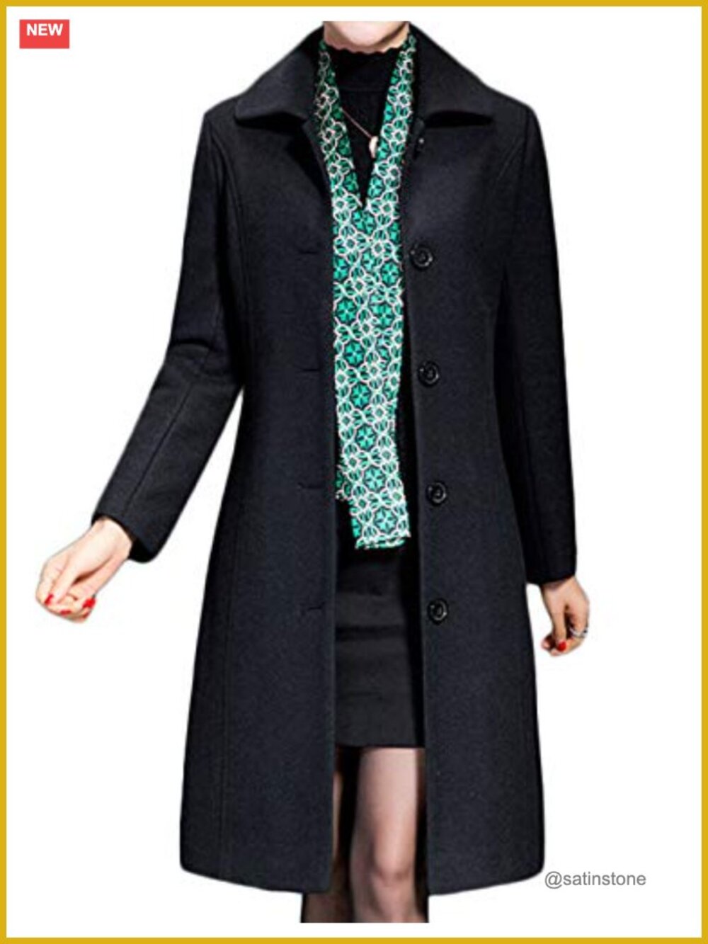 Women's Wool Trench Coat Winter Long Thick Overcoat